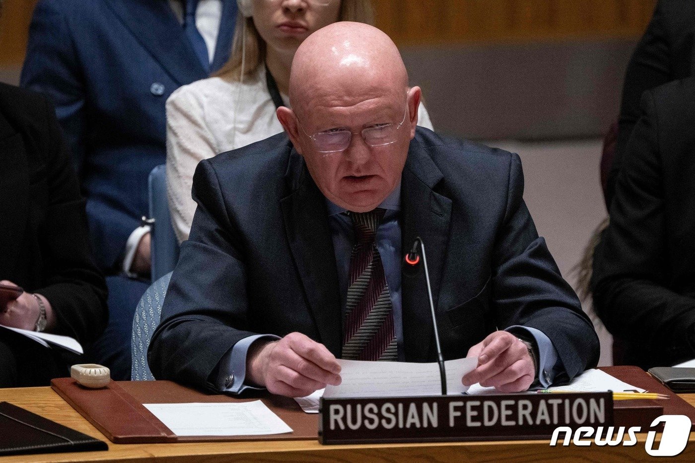 본문 이미지 - 바실리 네벤자 유엔주재 러시아 대사. ⓒ AFP=뉴스1 ⓒ News1 우동명 기자