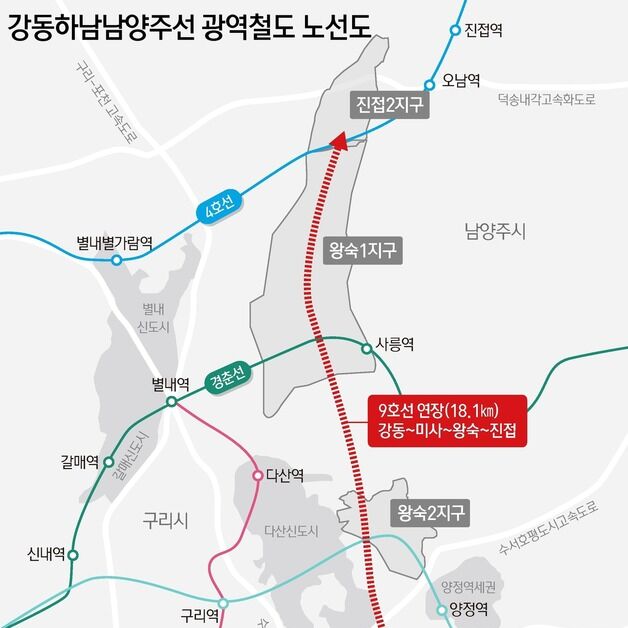 강동하남남양주선 광역철도(2~6공구) 계약의뢰…2031년 개통 목표