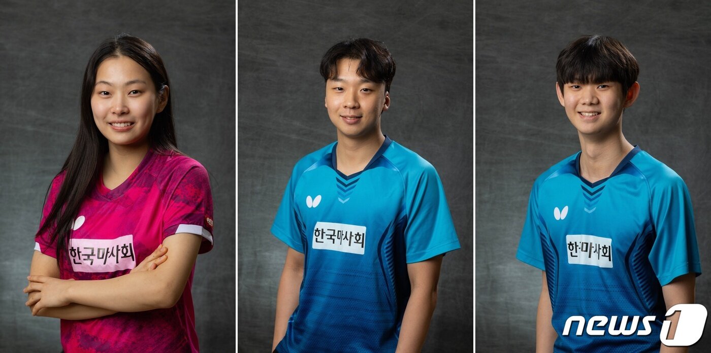 본문 이미지 - 왼쪽부터 한국마사회 탁구단 신예 이다은·백호균·한은호선수(한국마사회 제공) 
