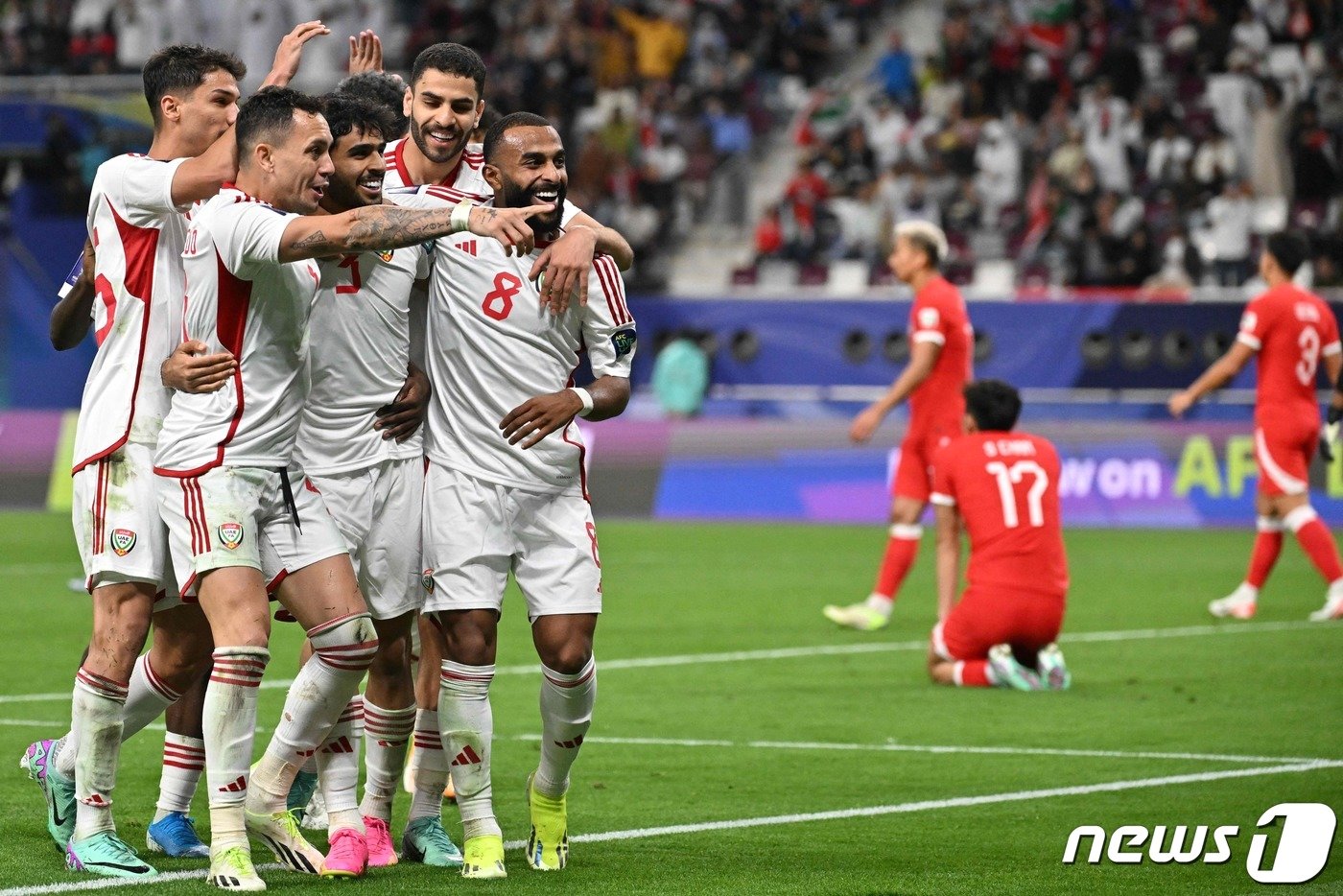 2023 아시아축구연맹&#40;AFC&#41; 아시안컵 첫 경기서 승리한 UAE. ⓒ AFP=뉴스1