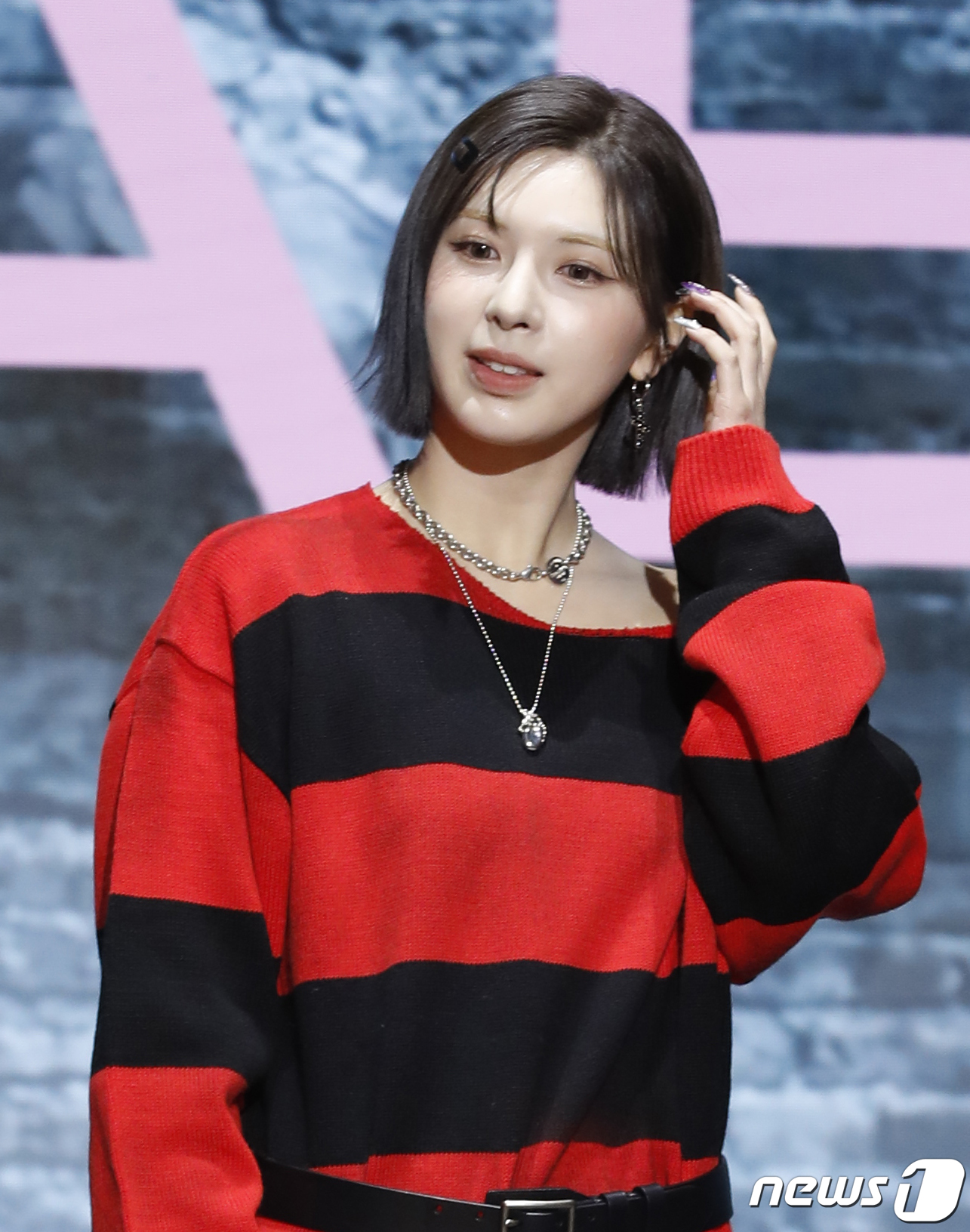 (서울=뉴스1) 권현진 기자 = 그룹 엔믹스의 배이(BAE)가 15일 오후 서울 송파구 소피텔 앰배서더 호텔에서 가진 두 번째 미니 앨범 '에프이쓰리오포: 브레이크‘(Fe3O4: …