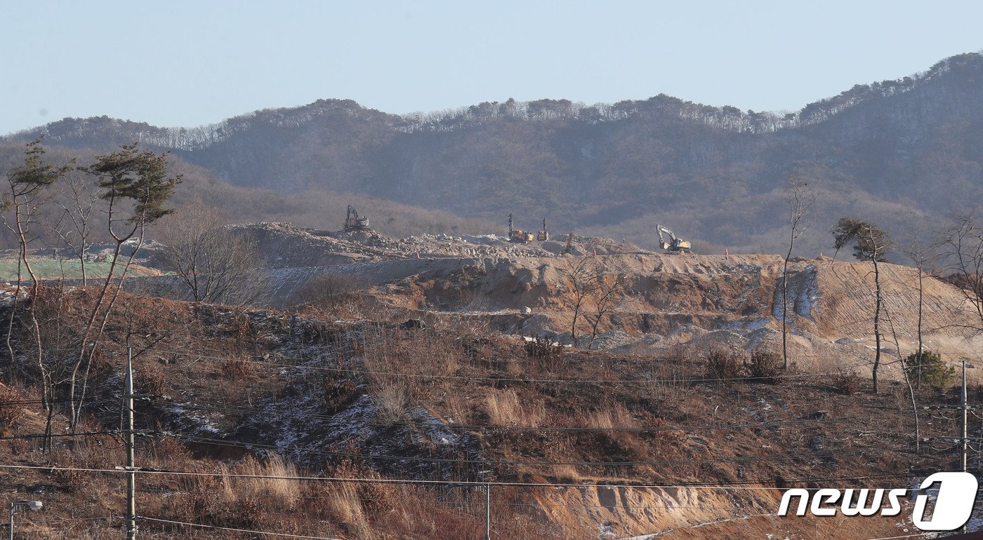 용인시 원삼면 용인 반도체클러스터 일반산업단지 공사 현장의 모습. 2024.1.15/뉴스1 ⓒ News1 김영운 기자