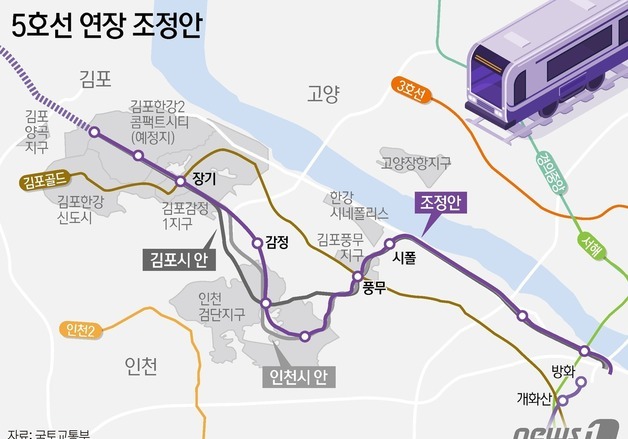김포시, 5호선 연장 사업 예타 통과 "총력 다할 것"