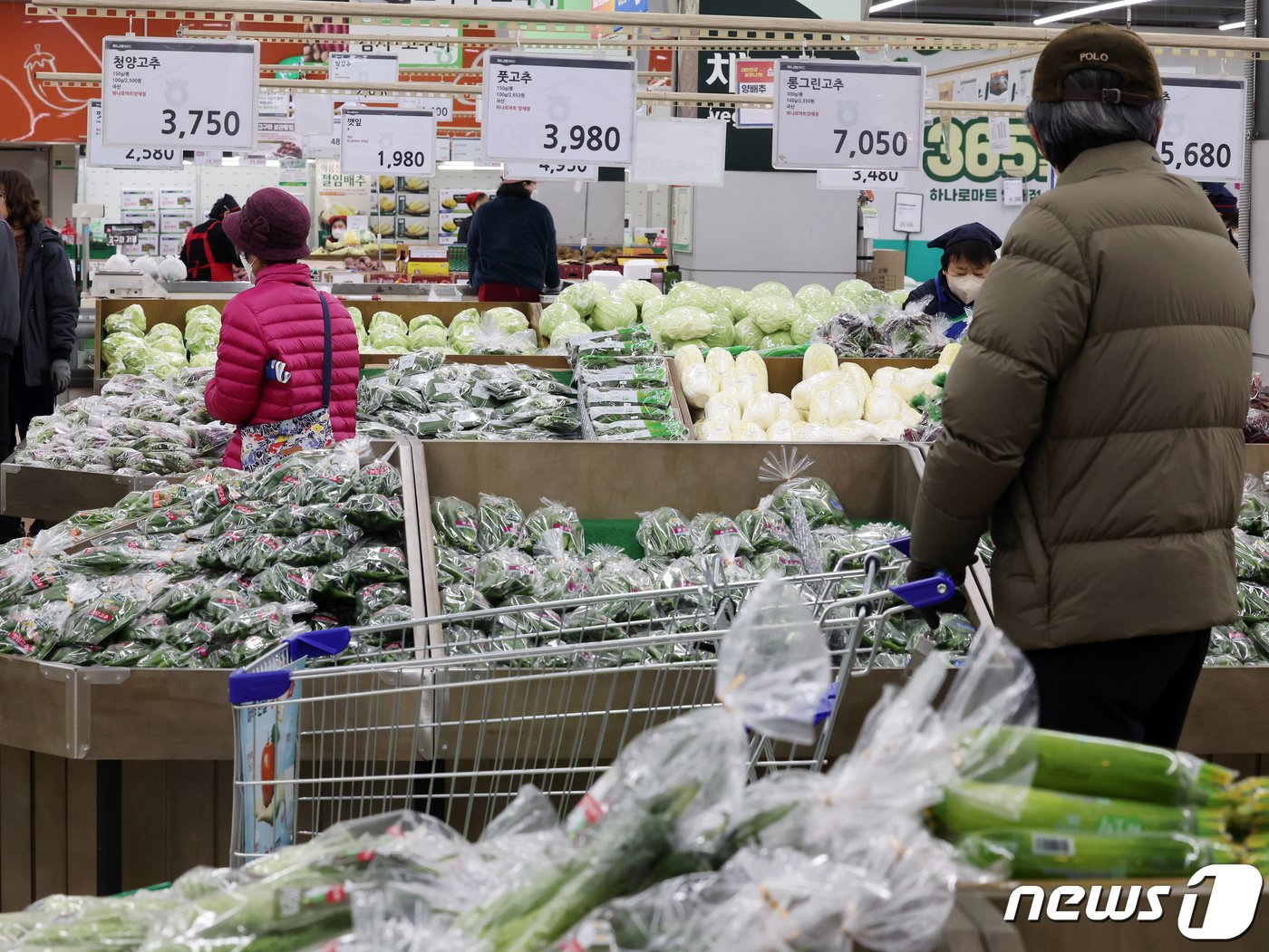 24일 서울 시내 한 대형마트에서 시민들이 장을 보고 있다.  2024.1.24/뉴스1 ⓒ News1 황기선 기자