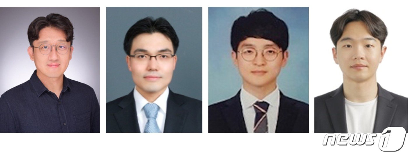 왼쪽부터 KAIST 김형수 기계공학과 교수, 윤동기 화학과 교수, 편정수 박사과정&#40;공동 제1 저자&#41;, 박순모 코넬대학교 박사&#40;공동 제1 저자&#41;