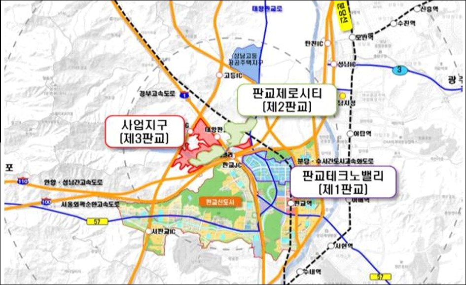 본문 이미지 - 제3판교 테크노밸리 위치도(경기도 제공)