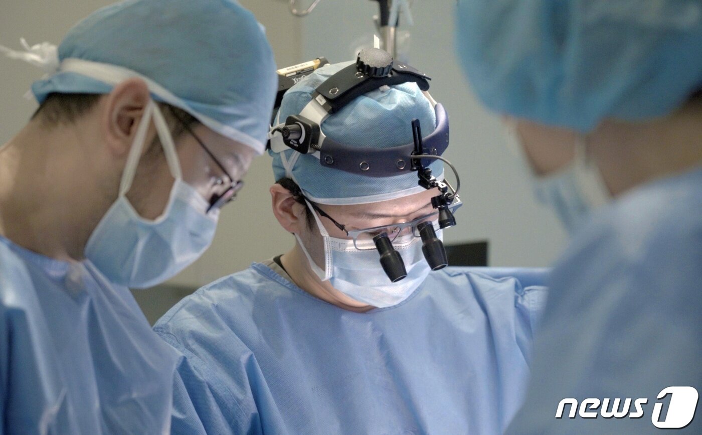 본문 이미지 - 이첨판폐쇄부전증 개심술을 하고 있는 수의사들(넬동물의료센터 제공) ⓒ 뉴스1