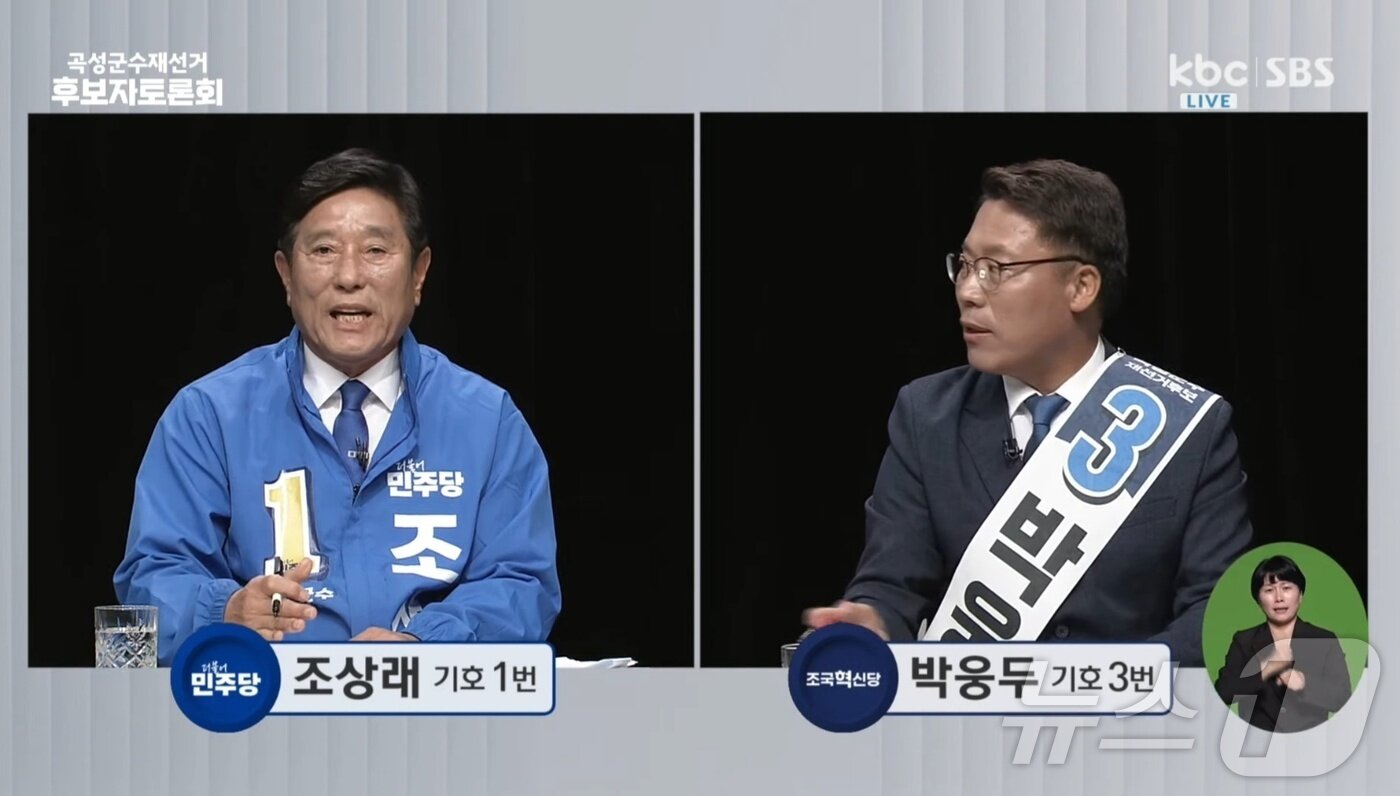 본문 이미지 - 곡성군수 재선거 법정토론회.&#40;KBC광주방송 갈무리&#41;2024.10.10/뉴스1