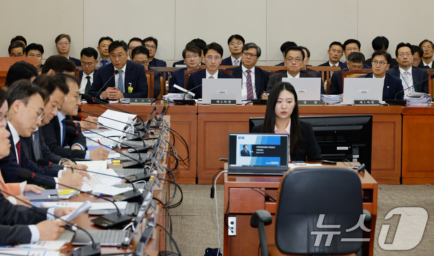 (서울=뉴스1) 안은나 기자 = 유호림 강남대 세무학과 교수가 11일 오후 서울 여의도 국회 기획재정위원회에서 열린 기획재정부 국정감사에 참고인 신분으로 출석해 차규근 조국혁신당 …