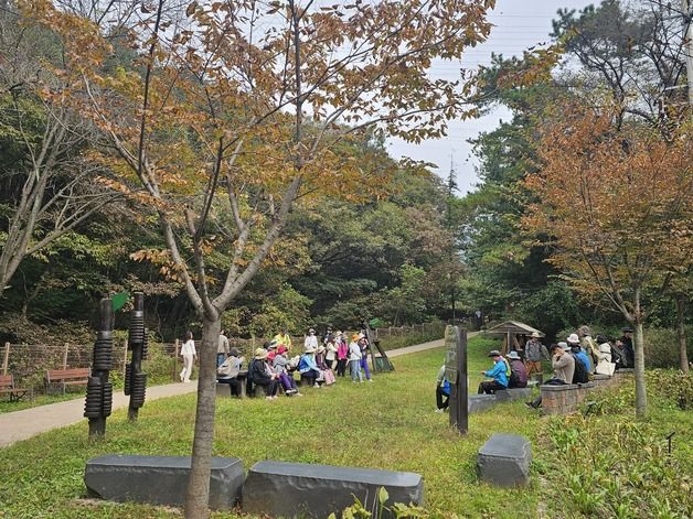 청계산 공영주차장 일찌감치 '만차'…'완연한 가을' 즐긴 시민들