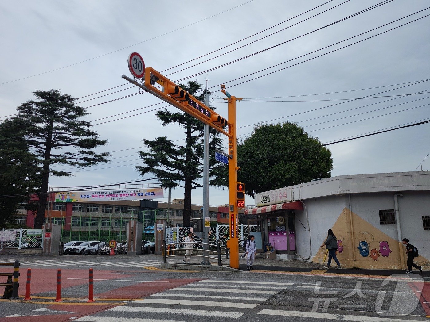 본문 이미지 - 2026 ITS 세계총회 개최지인 강원 강릉시가 최근 도입한 '스마트 횡단보도'(강릉시 제공) 2024.10.16/뉴스1