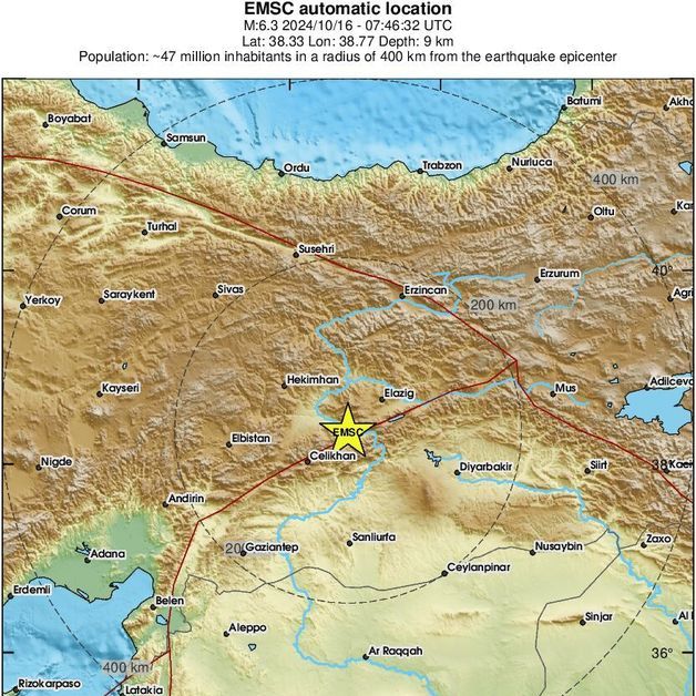 [속보] 튀르키예 동부서 규모 6.1 지진 발생