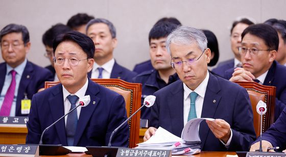 [국감]질의듣는 이석용 은행장·이석준 회장