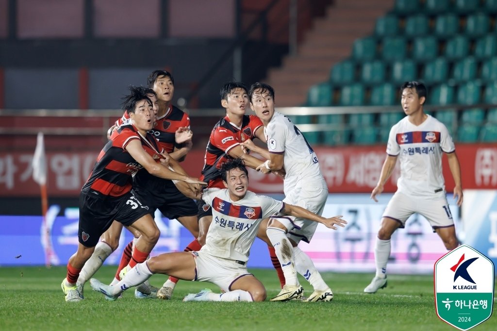 포항 스틸러스와 대구FC는 18일 열린 K리그1 2024 34라운드에서 1-1로 비겼다. &#40;한국프로축구연맹 제공&#41;