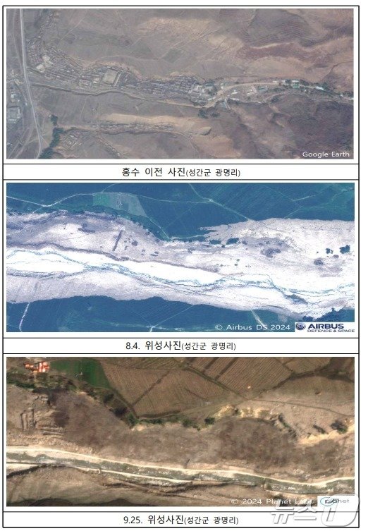 자강도 광명리 수해 피해 전후 사진&#40;통일부 제공&#41;