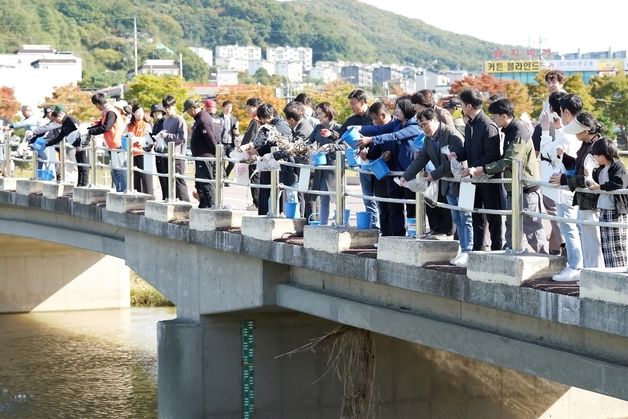 "자연 생태 복원"…경기 광주시, 경안천 등에 다슬기 치패 40만개 방류