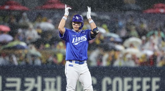 삼성 강민호, 한국시리즈 데뷔 안타