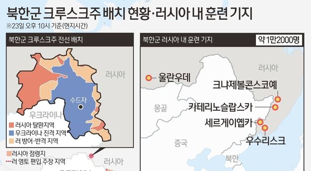 [그래픽] 북한군 크루스크주 배치 현황·러시아 내 훈련 기지