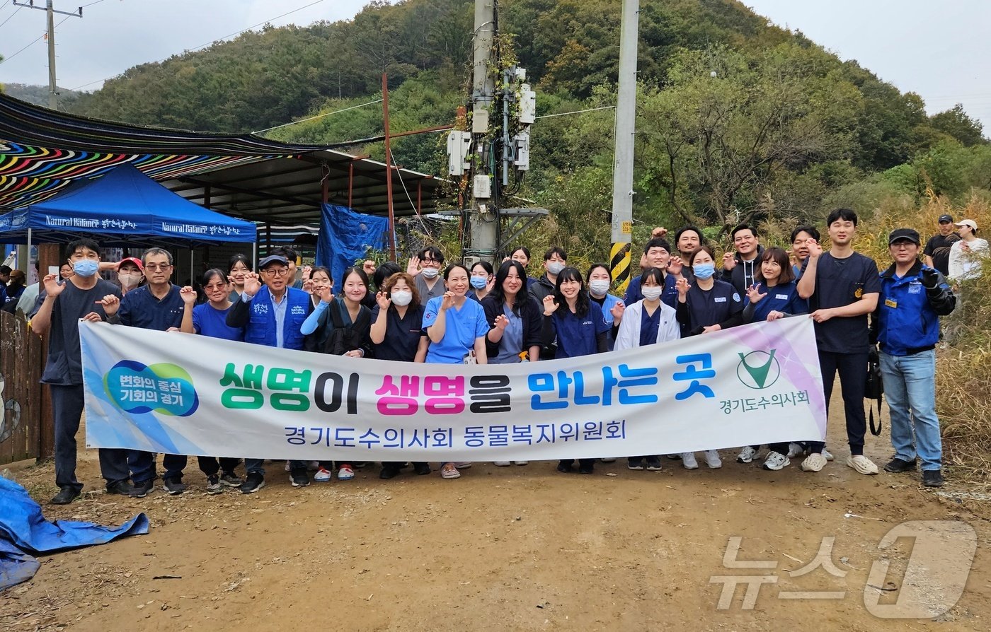 본문 이미지 - 블루엔젤봉사단과 경기도수의사회는 27일 경기 용인시 소재 레인보우쉼터에서 봉사활동을 진행했다. ⓒ 뉴스1