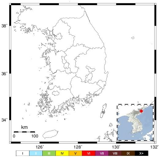 북한 함경북도 길주 북북서쪽 39㎞ 지역서 규모 2.3 지진