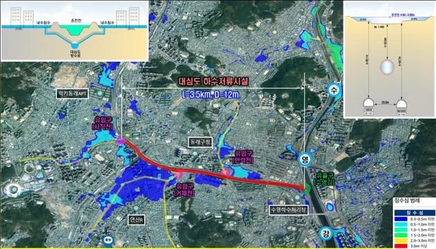 부산시, '상습 침수' 온천천 대심도 하수저류 빗물터널 추진