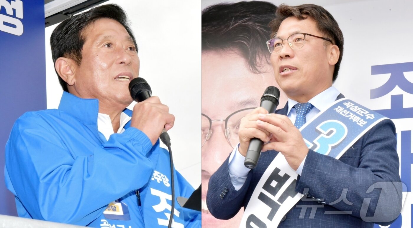 본문 이미지 - 왼쪽부터 조상래 더불어민주당 후보, 박웅두 조국혁신당 후보. ⓒ News1 김동수 기자