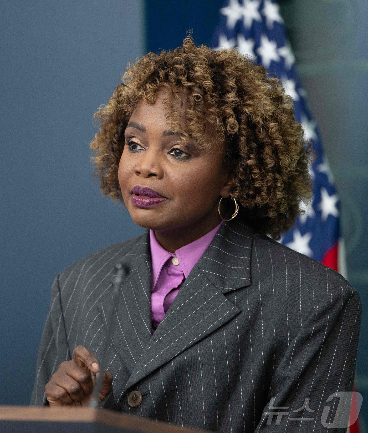 본문 이미지 - 카린 장-피에르 백악관 대변인 2024.10.08 ⓒ AFP=뉴스1 ⓒ News1 우동명 기자