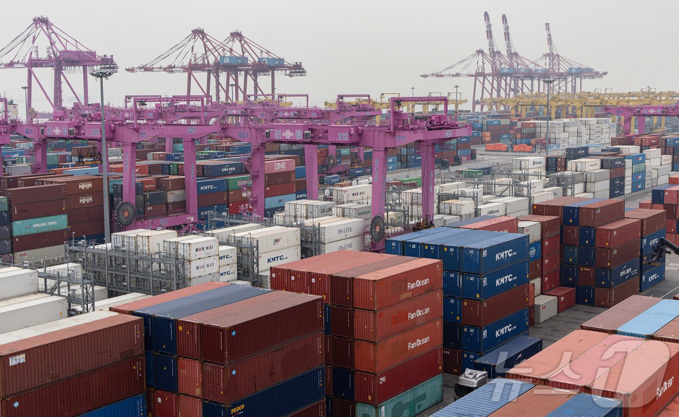 본문 이미지 - 인천 연수구 인천신항 컨테이너 터미널의 모습. /뉴스1 ⓒ News1 이재명 기자