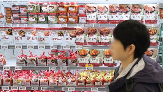 본문 이미지 - 지난해 11월 서울의 한 대형마트에 포장김치가 진열돼 있다.. 2024.11.11/뉴스1 ⓒ News1 김진환 기자