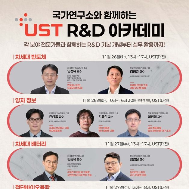 UST, 26~27일 이공계 학부생 대상 'R&D 아카데미' 열어