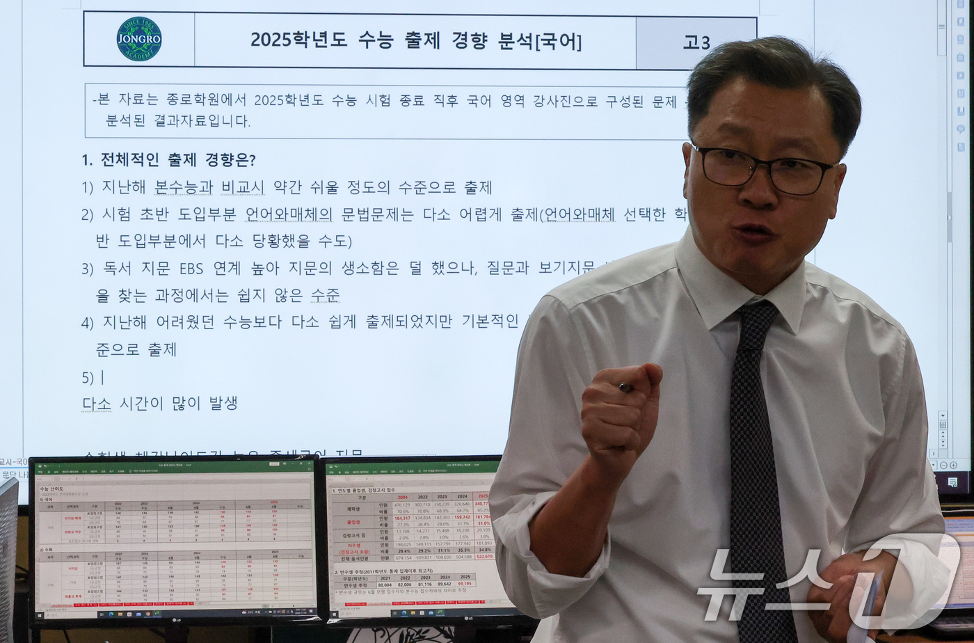 2025수능 국어영역, 지난해 수능보단 쉬워 뉴스1