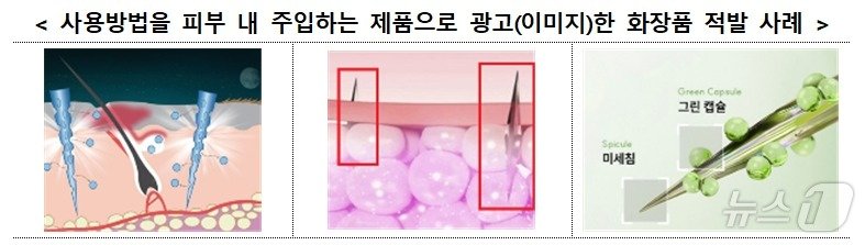본문 이미지 - 사용방법을 피부 내 주입하는 제품으로 광고(이미지)한 화장품 적발 사례(식품의약품안전처 제공)