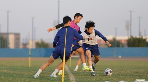 훈련하는 대한민국 축구대표팀