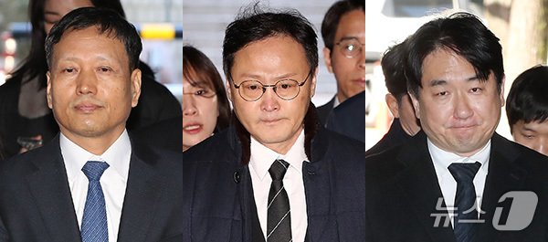 본문 이미지 - 티몬·위메프&#40;티메프&#41;의 판매 대금 미정산 사태의 핵심 피의자인 구영배 큐텐그룹 대표&#40;왼쪽부터&#41;, 류광진 티몬 대표, 류화현 위메프 대표가 18일 서울 서초구 서울중앙지방법원에서 열리는 특정경제범죄 가중처벌 등에 관한 법률 위반&#40;사기·횡령·배임&#41; 혐의 관련 구속 전 피의자 심문&#40;영장실질심사&#41;에 출석하고 있다. 2024.11.18/뉴스1 ⓒ News1 박세연 기자