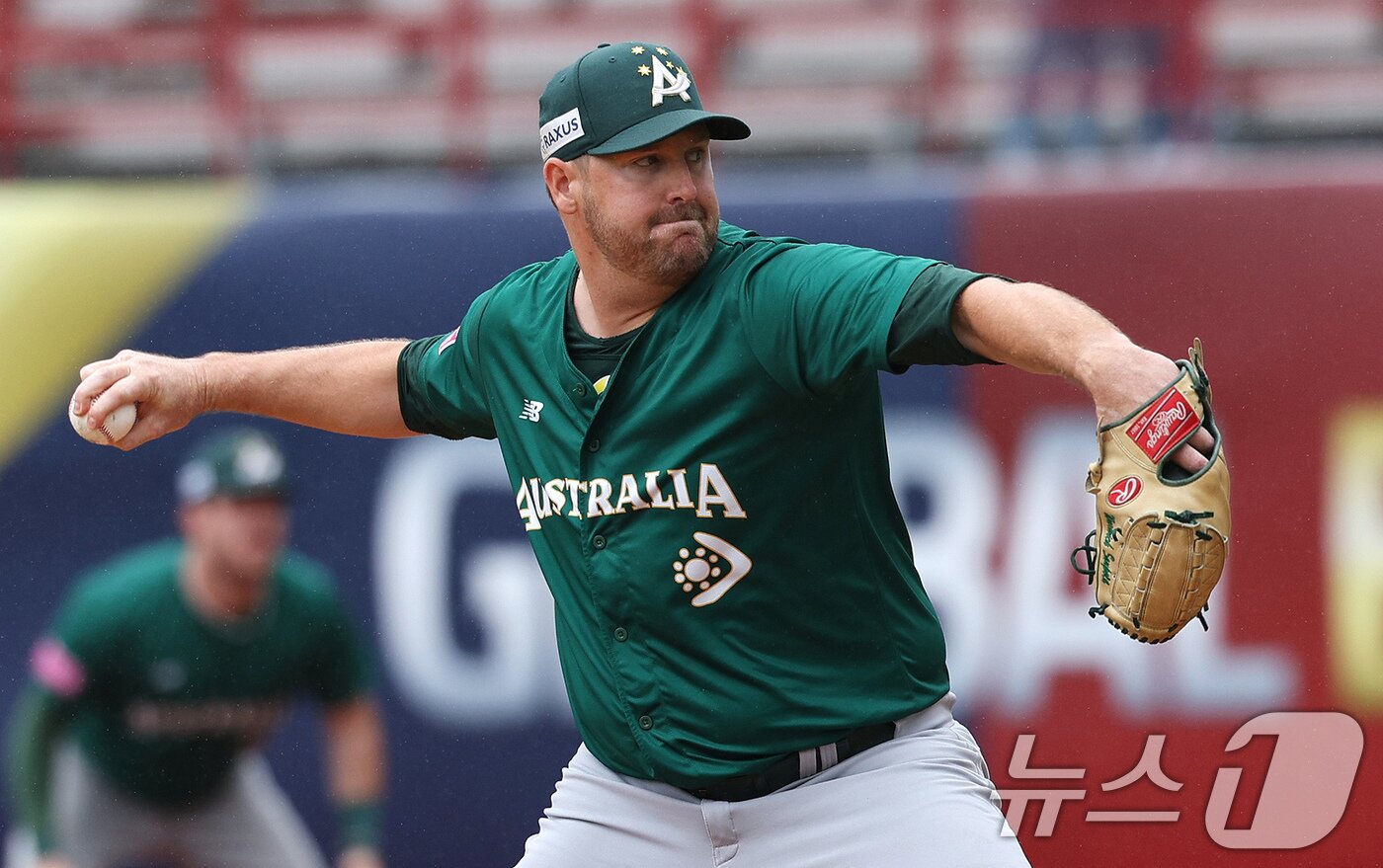 본문 이미지 - 호주 야구대표팀 유니폼을 입은 투수 워익 서폴드. 2024.11.18 / ⓒ 뉴스1 장수영 기자
