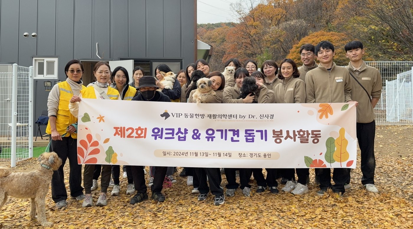 본문 이미지 - VIP동물한방재활의학센터 바이 닥터(by Dr.) 신사경 임직원이 최근 워크숍을 진행하고 의료봉사활동을 펼쳤다. (동물병원 제공) ⓒ 뉴스1