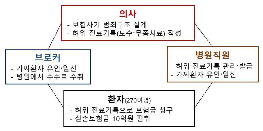  이번 보험사기 사건의 범죄 범죄구조도&#40;금융감독원 제공&#41;