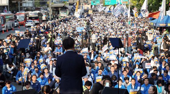 김건희 국정농단 범국민 규탄대회 연설하는 이재명 민주당 대표