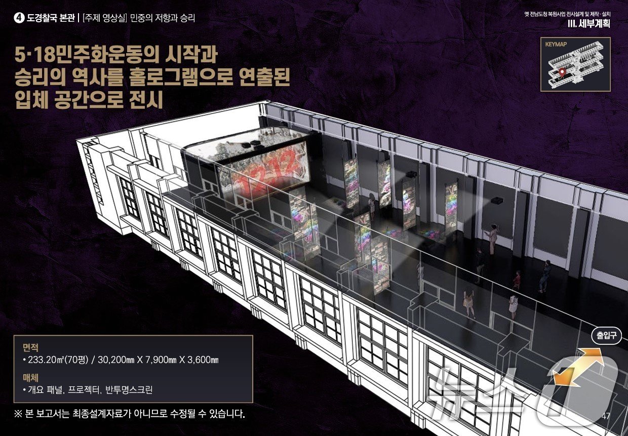 본문 이미지 - 옛전남도청복원추진단이 공개한 복원 공사 후 도 경찰국 본관 콘텐츠 구성. &#40;추진단 제공&#41; 2024.11.20/뉴스1 