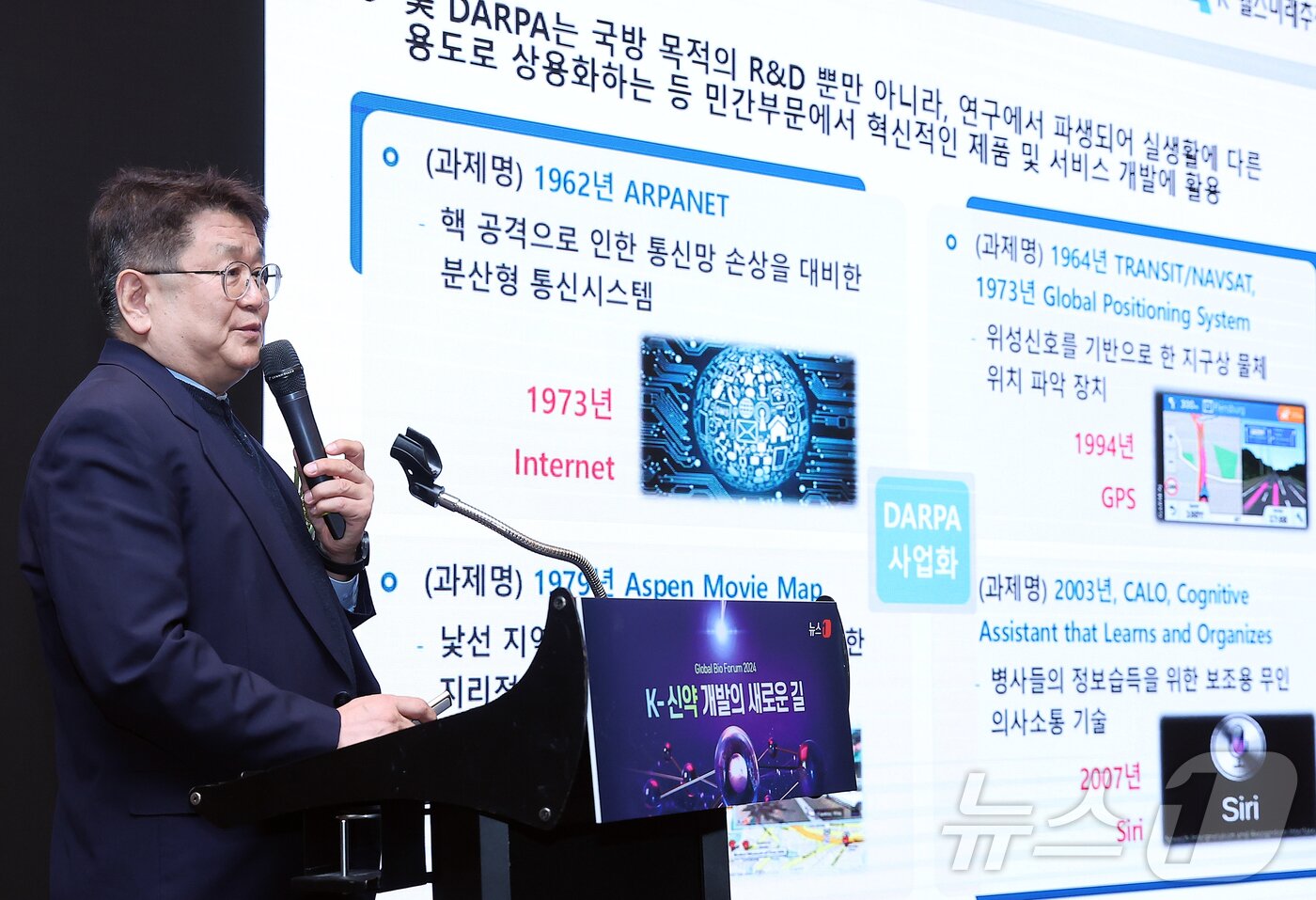 본문 이미지 - 선경 K-헬스미래추진단장이 21일 오전 서울 영등포구 여의도 콘래드 서울 파크볼룸에서 '뉴스1 글로벌바이오포럼(GBF) 2024'에서 '바이오헬스 혁신도전형 R&D - 한국형 ARPA-H 프로젝트'라는 주제로 기조연설을 하고 있다. 2024.11.21/뉴스1 ⓒ News1 김진환 기자