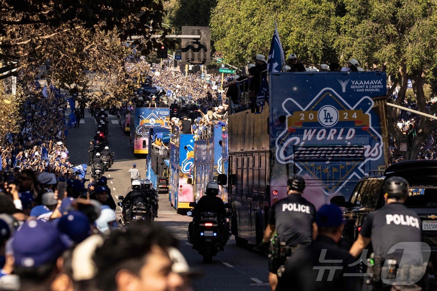 지난 2일 LA다저스 우승 퍼레이드ⓒ AFP=뉴스1