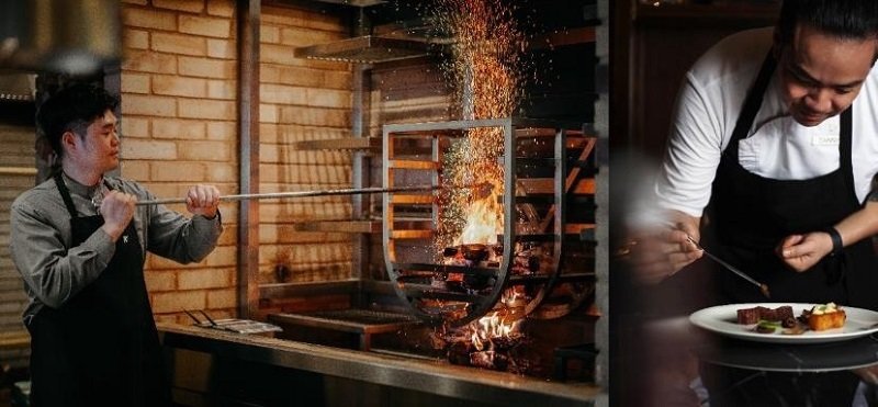 본문 이미지 - 왼쪽부터 김우철 더 플라잉 호그 셰프, 대니 민 도(Danny Minh Do) 핑크 펄 레스토랑 셰프의 모습이다. (JW 메리어트 제공)