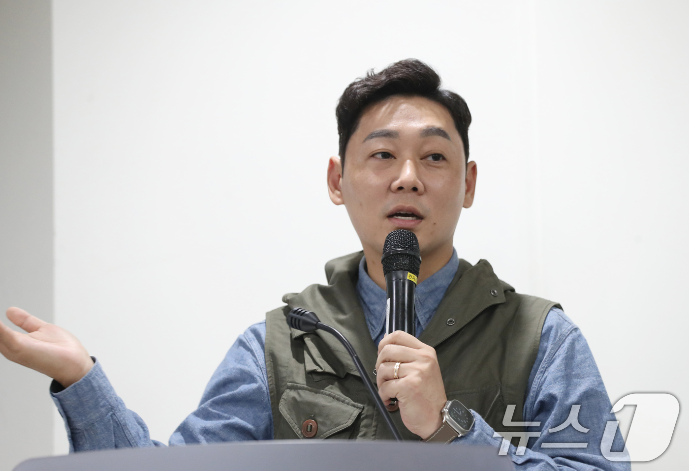 (성남=뉴스1) 김영운 기자 = 박양세 네오메이션 대표가 22일 오후 경기 성남시 분당구 글로벌디지털혁신네트워크(GDIN)에서 열린 '반려동물 산업 육성 협의회' 제8회 IR(기업 …