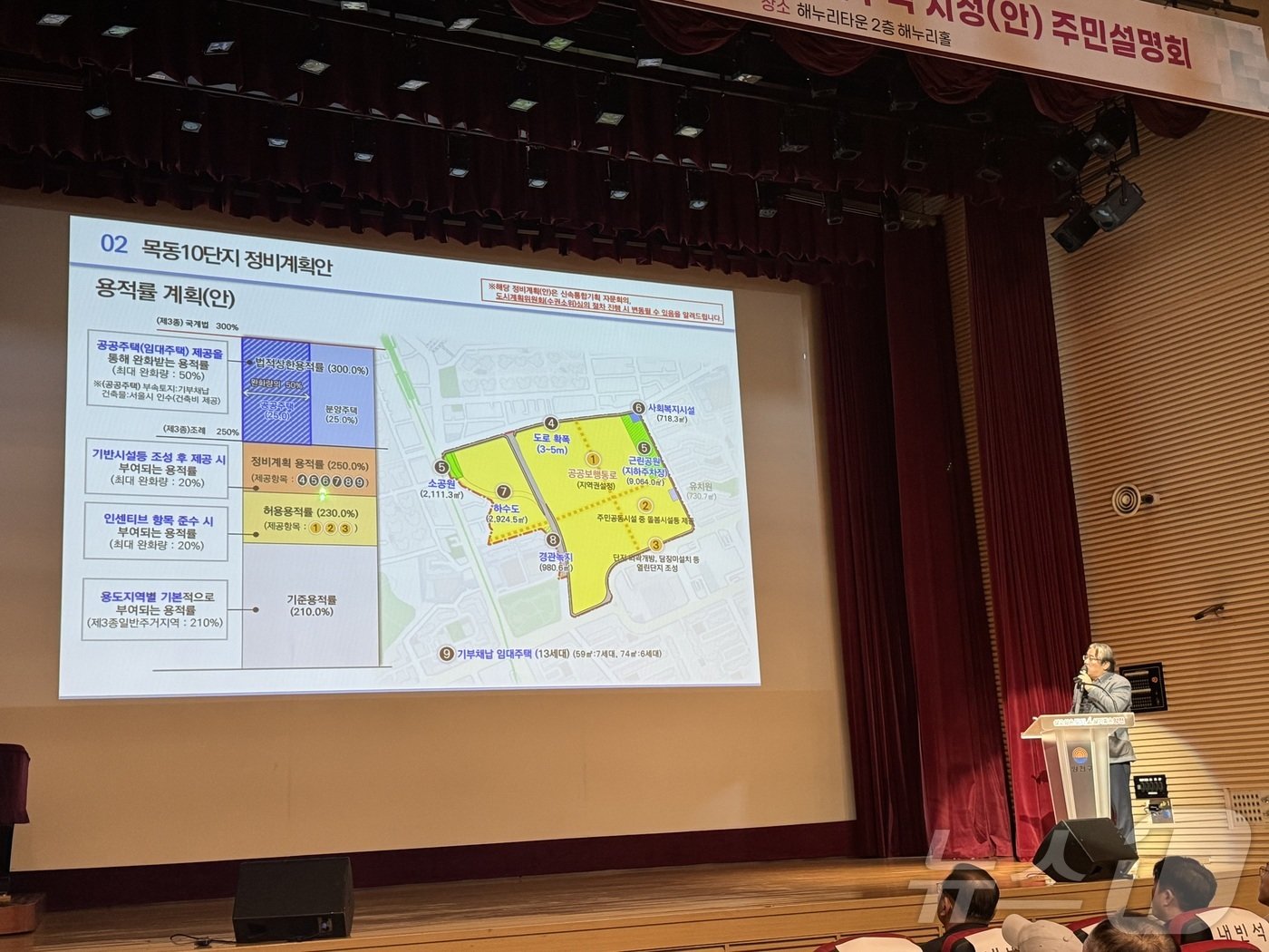 22일 오후 열린 &#39;목동10단지 재건축 정비계획 수립 및 정비구역 지정안 주민설명회&#39;의 모습. 2024.11.22/뉴스1