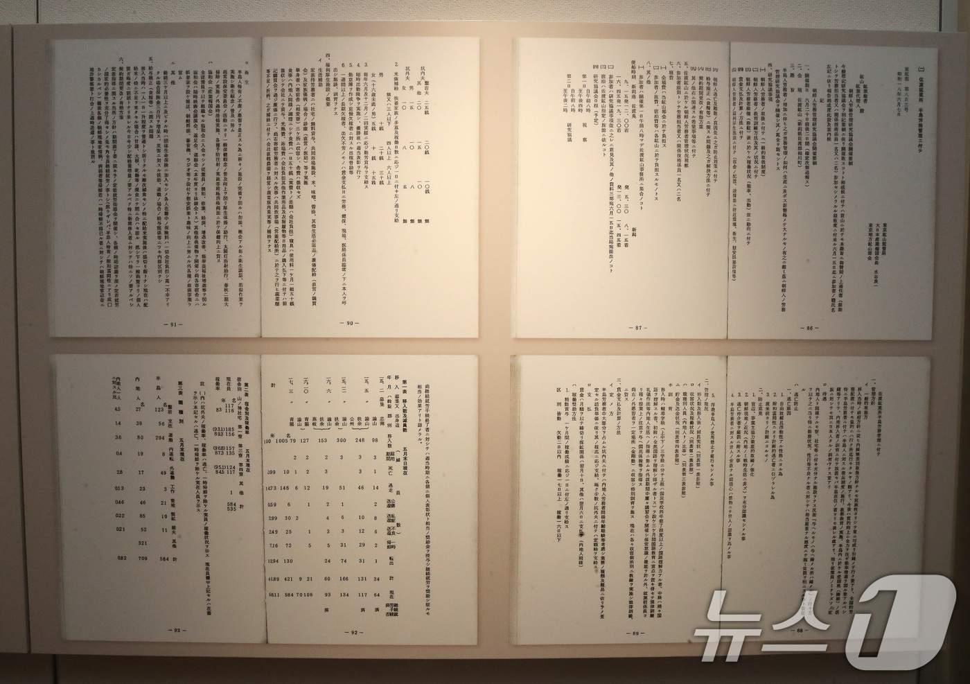 (사도(일본)=뉴스1) 임세영 기자 = 24일 오전 일본 니가타현 사도시 사도광산 인근 아이카와 향토박물관 내 작은 전시실에 조선인 노동자에 대해 설명하는 패널 등이 설치되어 있다 …