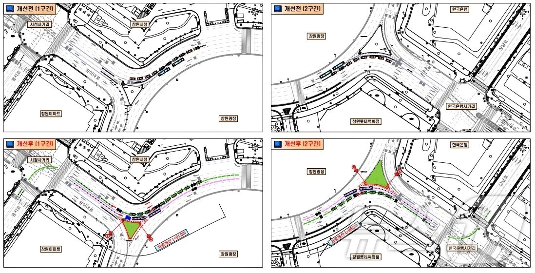 본문 이미지 - 창원시 S-BRT 창원광장 진입로 개선안.(창원시 제공)
