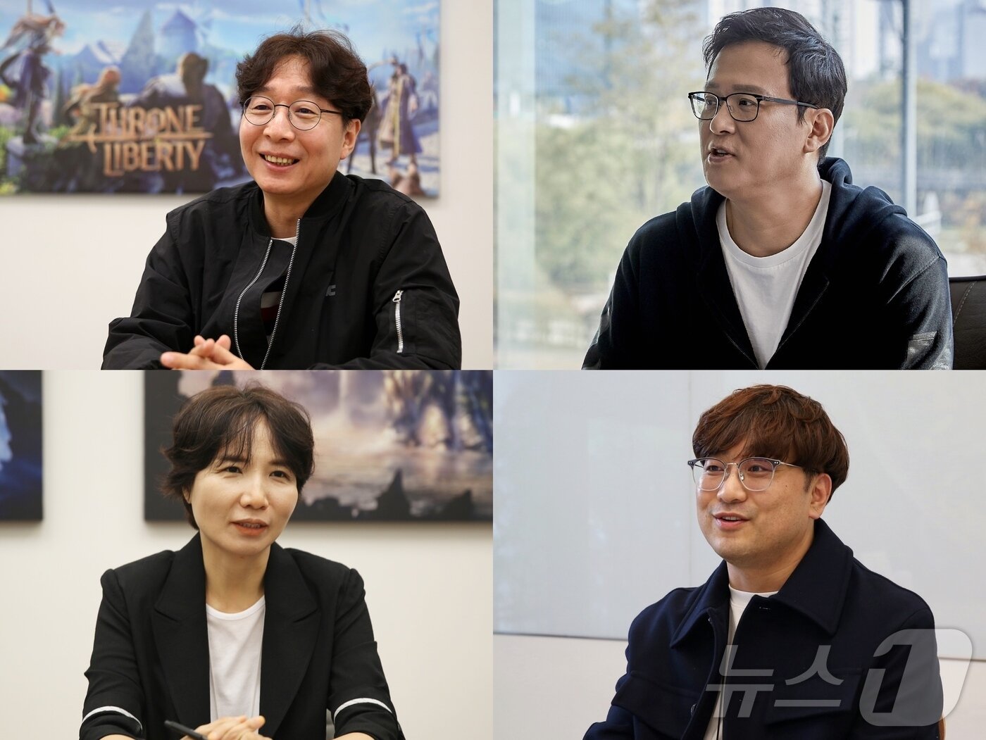 본문 이미지 - 왼쪽 위부터 시계방향으로 최문영 퍼스트스파크 게임즈 대표, 배재현 빅파이어 게임즈 대표, 서민석 루디우스 게임즈 대표, 이연수 엔씨 에이아이 대표&#40;엔씨소프트 제공&#41;