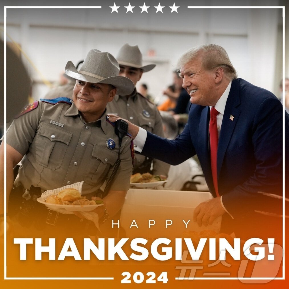 본문 이미지 - 도널드 트럼프 미국 대통령 당선인이 추수감사절을 맞아 28일&#40;현지시간&#41; 트루스소셜에 올린 이미지.