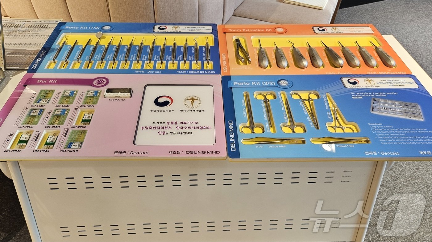 본문 이미지 - 뉴메디로는 3일 서울 강남구 VIP동물의료센터 청담점에서 발치 키트 등 동물용 의료기기를 선보였다. ⓒ 뉴스1 최서윤 기자