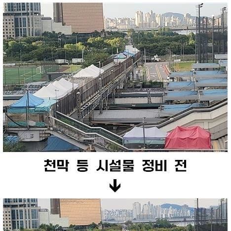 동작구, 노량진 육교 위 천막 철거…"도시미관 개선"